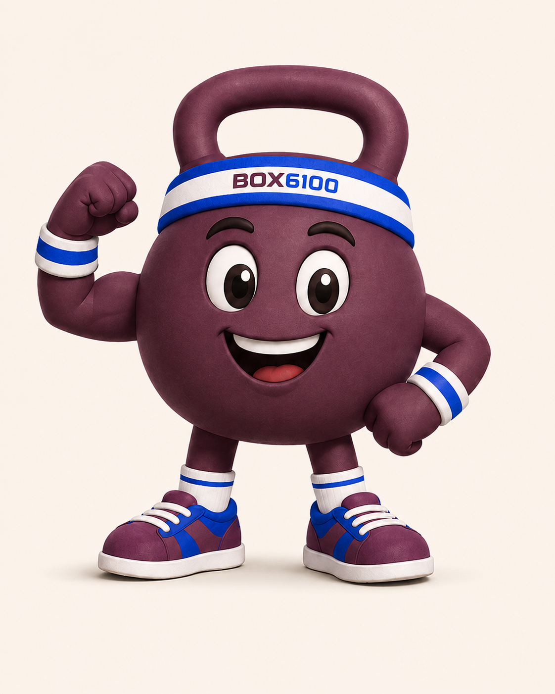 Glad kettlebell-maskot fra BOX6100